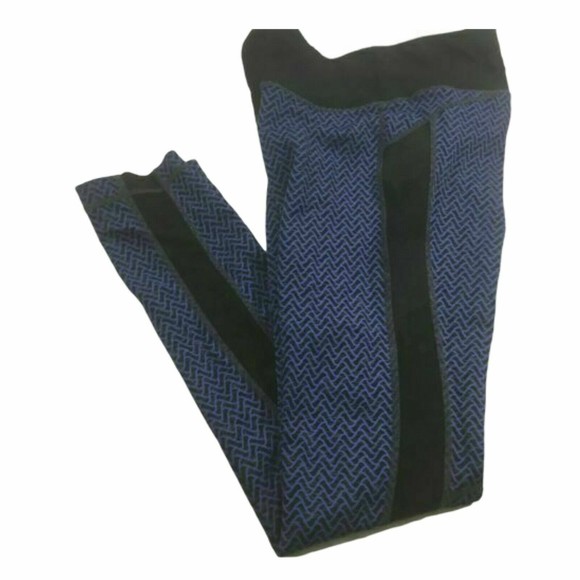 Kirkland Signature Pants - Kirkland Signature Leggings Ladies Small Jacquard Active Leggings Blue Wave EUC